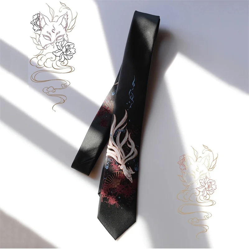 Corbata de zorro para hombre y mujer, corbata de Anime, Cosplay, JK, DK, Kumiho, uniforme, accesorios, corbata Vintage, regalo de juego de rol Kawaii