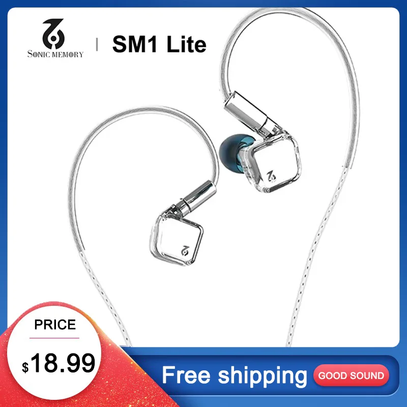 SonicMemory SM1 Lite 1DD 10mm Dynamic Driver in-Ear Earphone Wired Headset HiFi Music Earbuds 0.78mm 2pin 3.5mm Plug hidizs