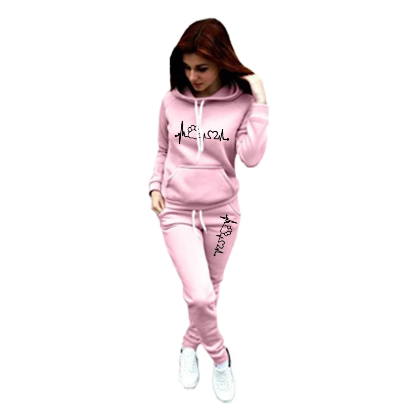 Fashion Women Track Suits Sports Wear Jogging Suits Ladies Hooded Tracksuit Set Clothes Hoodies+Sweatpants Sweat Suits