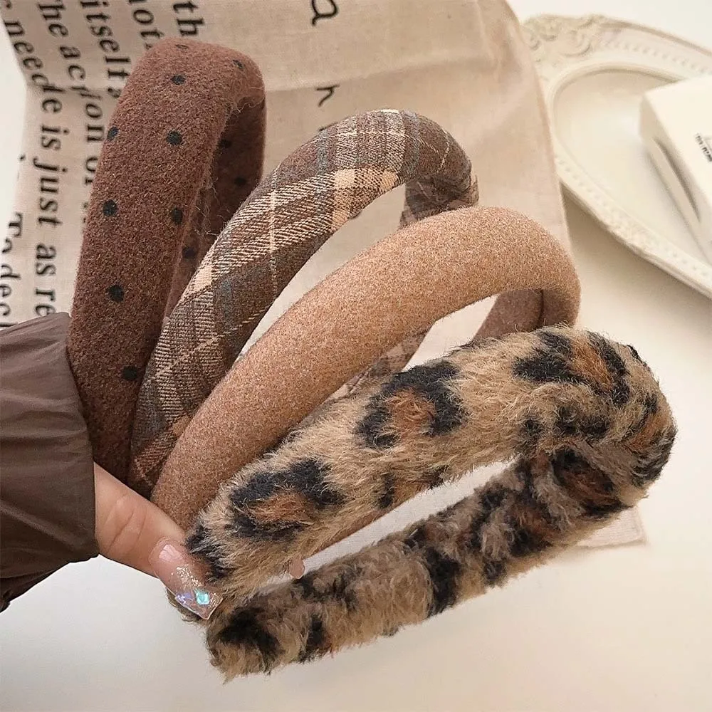 Natural Mink Fur Leopard Print Brown Headband Hairband Set Classic Dirt Resistant Anti Shedding Hair Accessory 2025 Latest Model