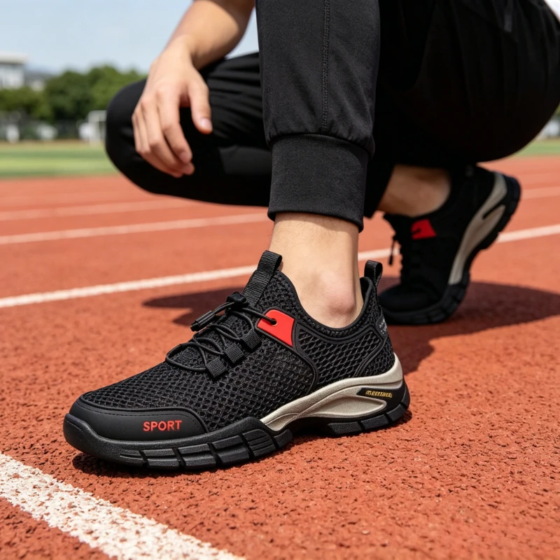 Men's Breathable Sports Shoes Summer New Style Korean Fashion Outdoor Soft Bottom Mesh Upper Comfortable Tennis Shoes