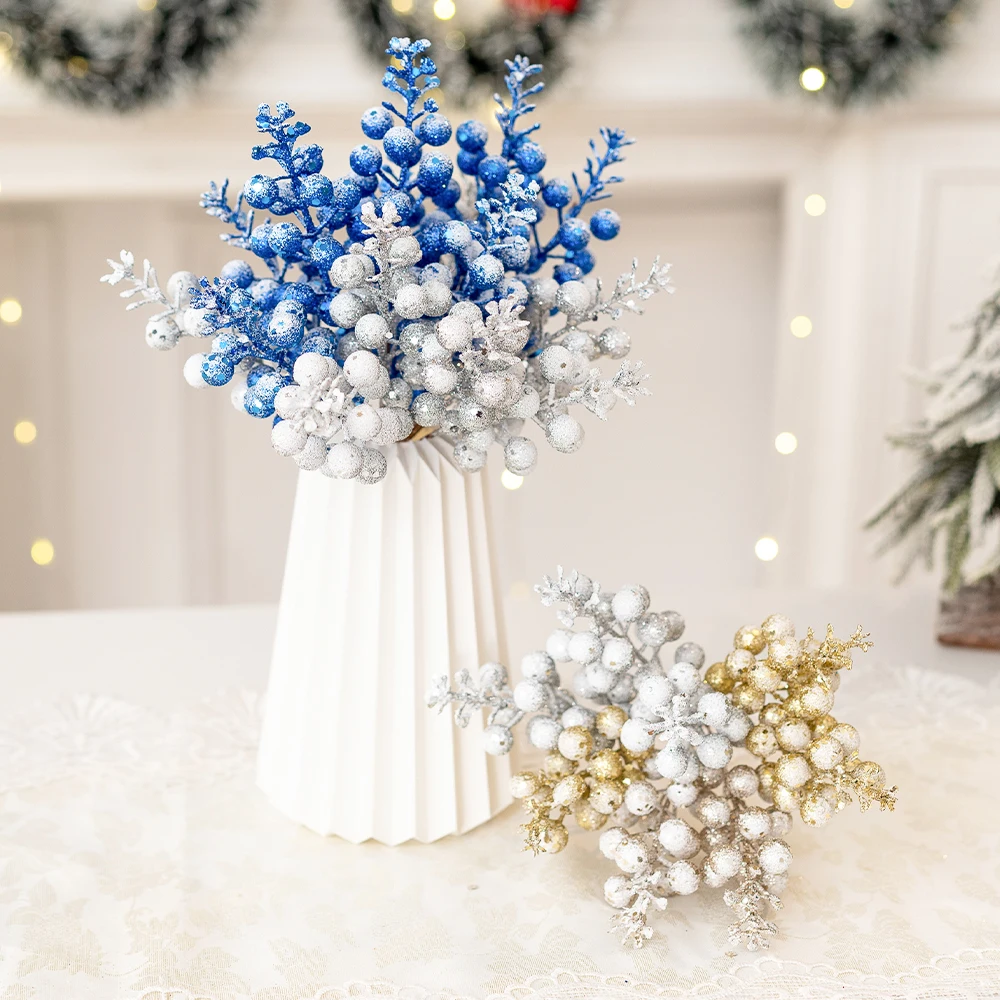 5/10 Stück 21 cm Schneewittchen Künstliche Beerenzweige Weihnachtsbaumdekoration für Weihnachtskranz Home Decor Geschenke 2026 Partyzubehör – Detail 4