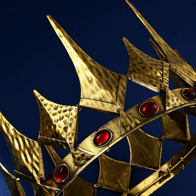 1 قطعة سبائك الذهب المستديرة القرون الوسطى تاج كريستال الملكي الملك تيارا للرجال القوطية الساحرة الإكليل مسابقة زي خوذة لجميع القديسين #3