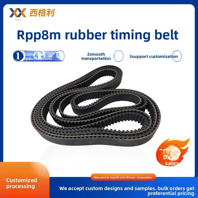 Xigei Rpp8m Industrial-grade Rubber Timing Belt 10mm X 5mm 20 Groove Angle 20 3-year Warranty Stable Transmission Food
