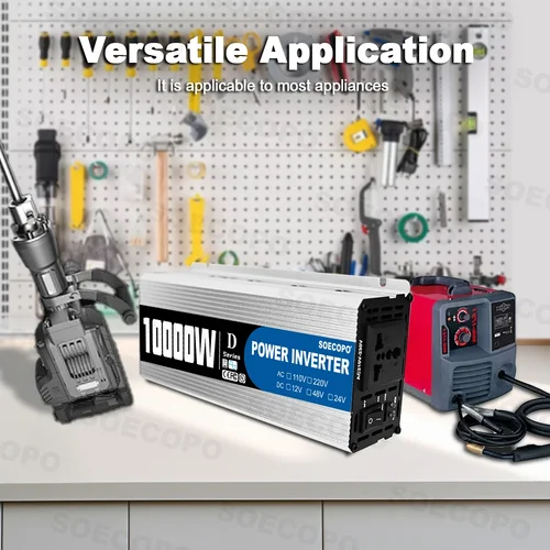 Imagen 2 del producto SOECOPO Inversor de corriente de 10000 W, convertidor de voltaje para automóvil de 12 V/24 V/48 V a 110 V/220 V, adaptador de corriente para accesorios de automóvil y camping
