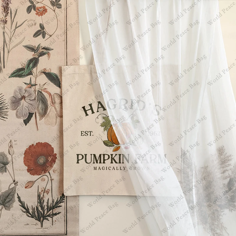 1 pc Pumpkin Farm patternTote Bag Canvas Shoulder Bag For Travel Daily Commute Women\'s Reusable Shopping Bag,