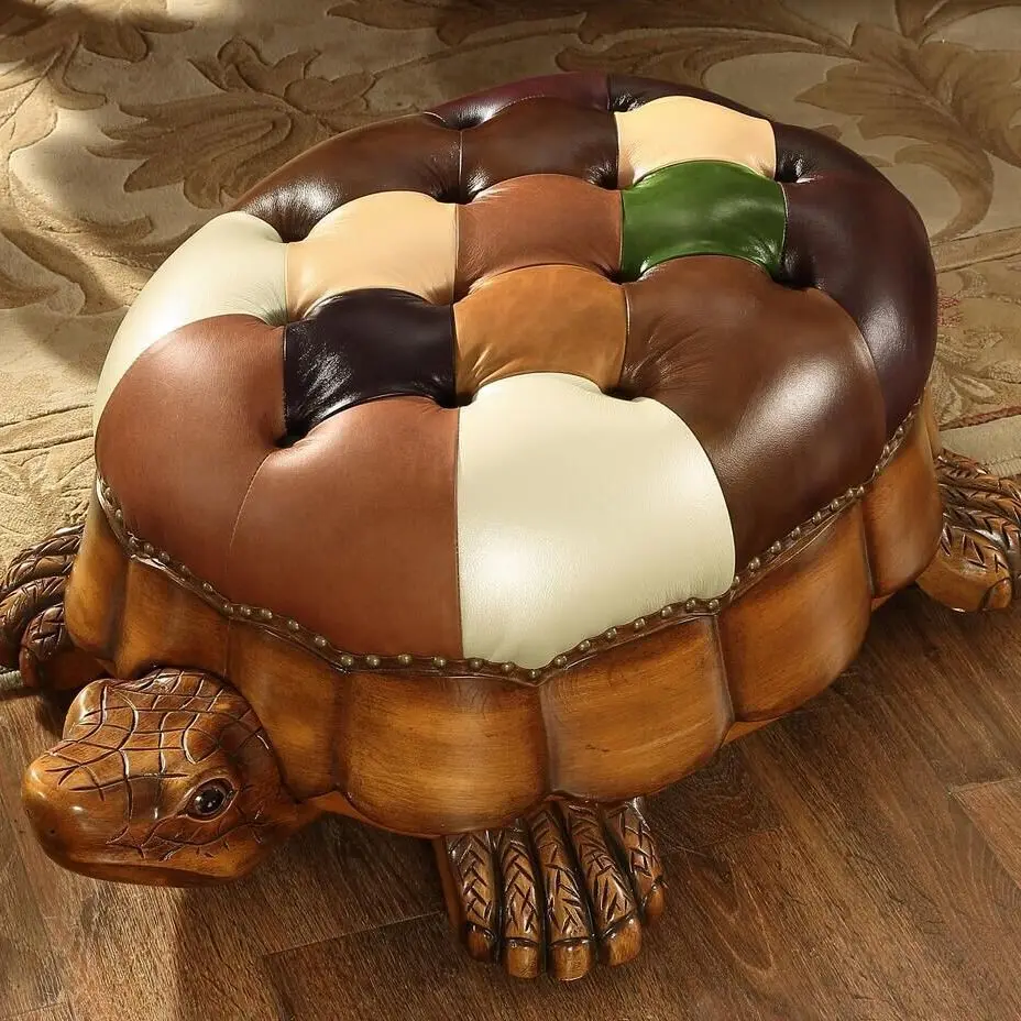 American solid wood turtle stool Shoe changing stool, children's cartoon coffee table stool