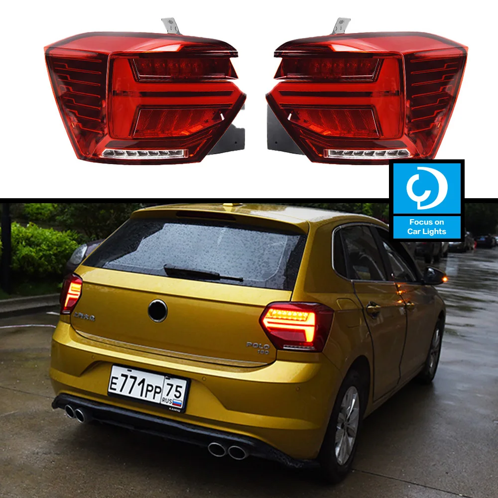 Taillights Styling Parts for VW New POLO 2019-2022 Tail Light LED Rear LAmp Assembly Upgarde Dynamic Signal Accessories 2PCS