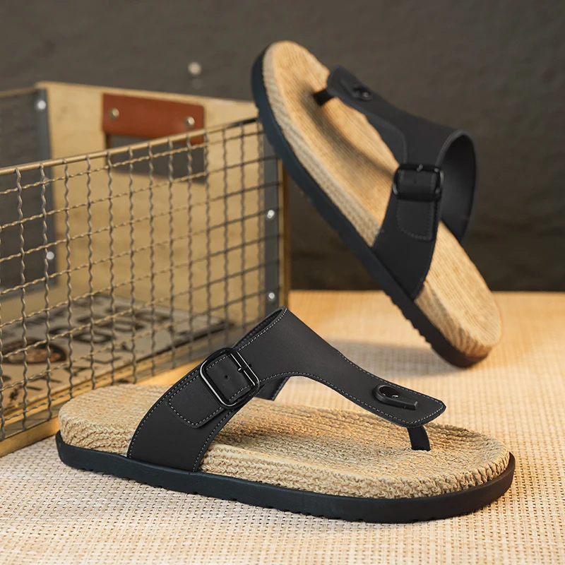 

Summer Men Flip Flops Beach Casual Shoes Men Sandals Outdoor Comfortable Non-Slip Bathroom Shoes Home Slippers for Men Slides