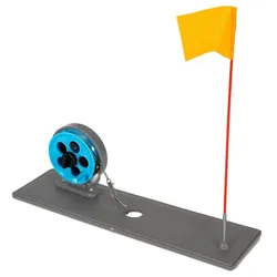 Barra metálica compacta para pesca en hielo con banderín naranja portátil