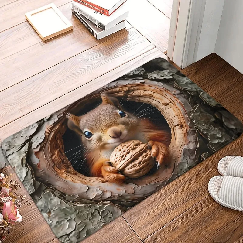 3D Running Horse Door Mat with Wooden Texture Design Non-slip Entrance Rug for Home Decor Living Room Bedroom Dynamic Decoration