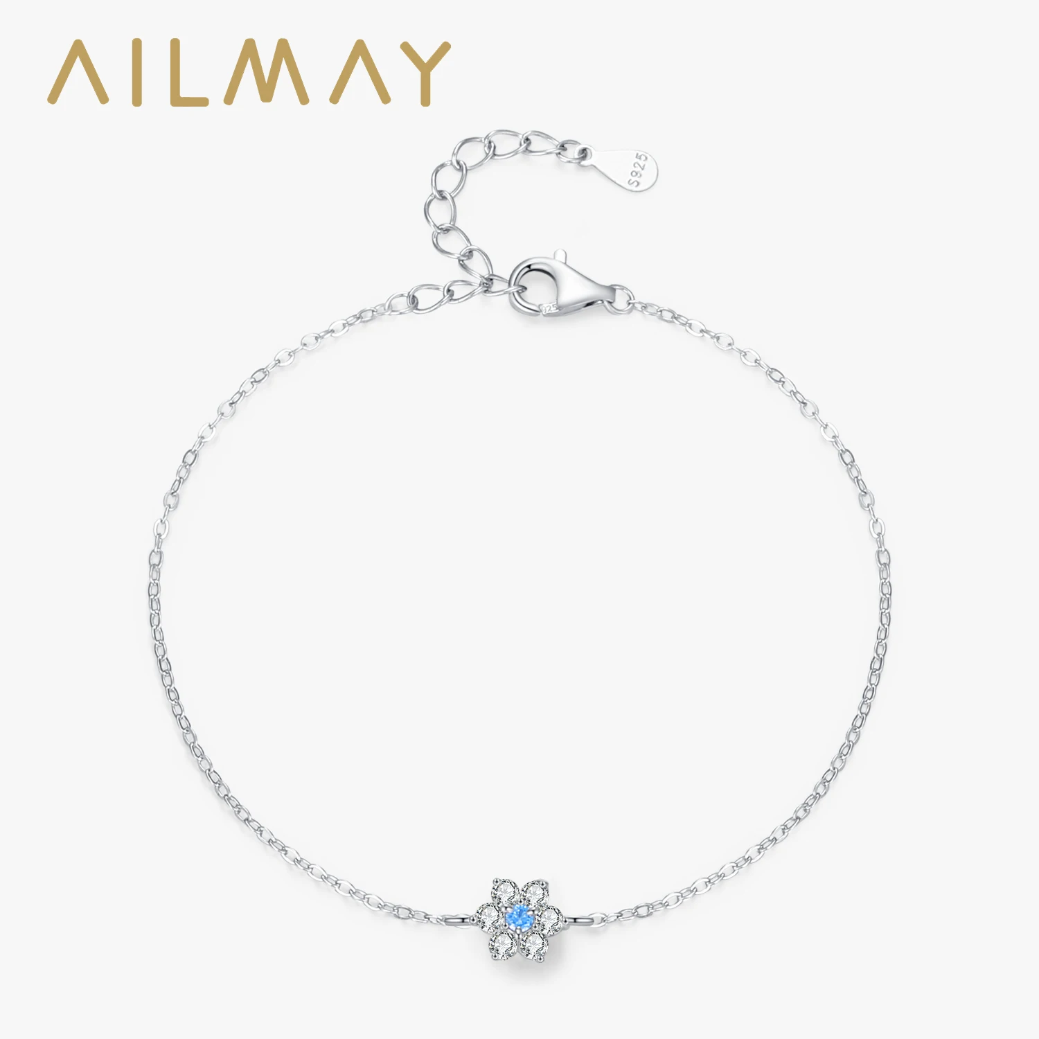 

Ailmay Genuine 925 Sterling Silver Elegant Six Leaf Flower Chain Bracelet For Women Everyday Wear And As Gifts