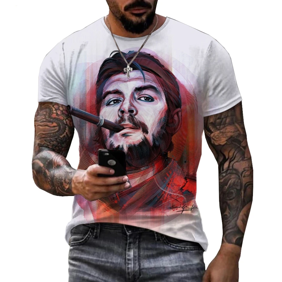 Che Guevara Pattern 3D Print Summer Men\'s O-Neck T-shirts Casual Short Sleeve Oversized Pullover Fashion Tee Tops Men Clothing