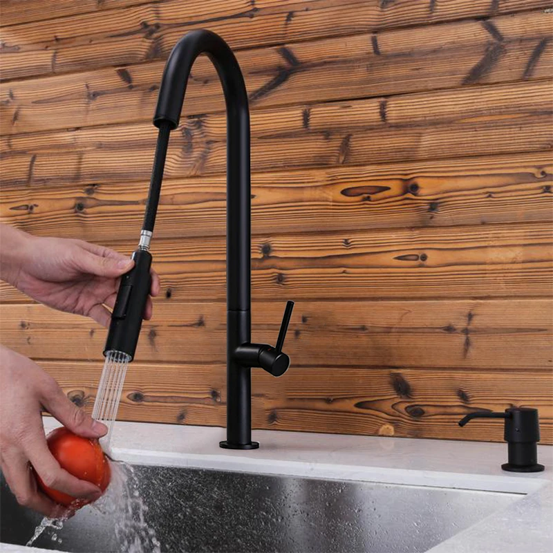 

Kitchen Faucet Pull Out Kitchen Faucet Black Pull Out Kitchen Water Filter Tap 3 Way Mixer torneira para cozinha de parede Crane