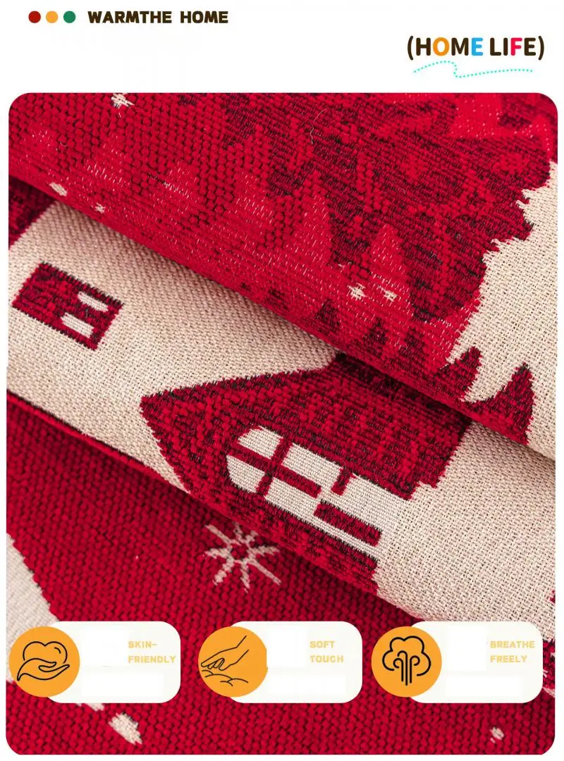 Weihnachtsatmosphäre Chenille-Sofabezug Ganzjahres-Sofabezüge Rutschfeste und Katzenresistente Stoffbezüge Maschinenwaschbare Sofakissen – Detail 5