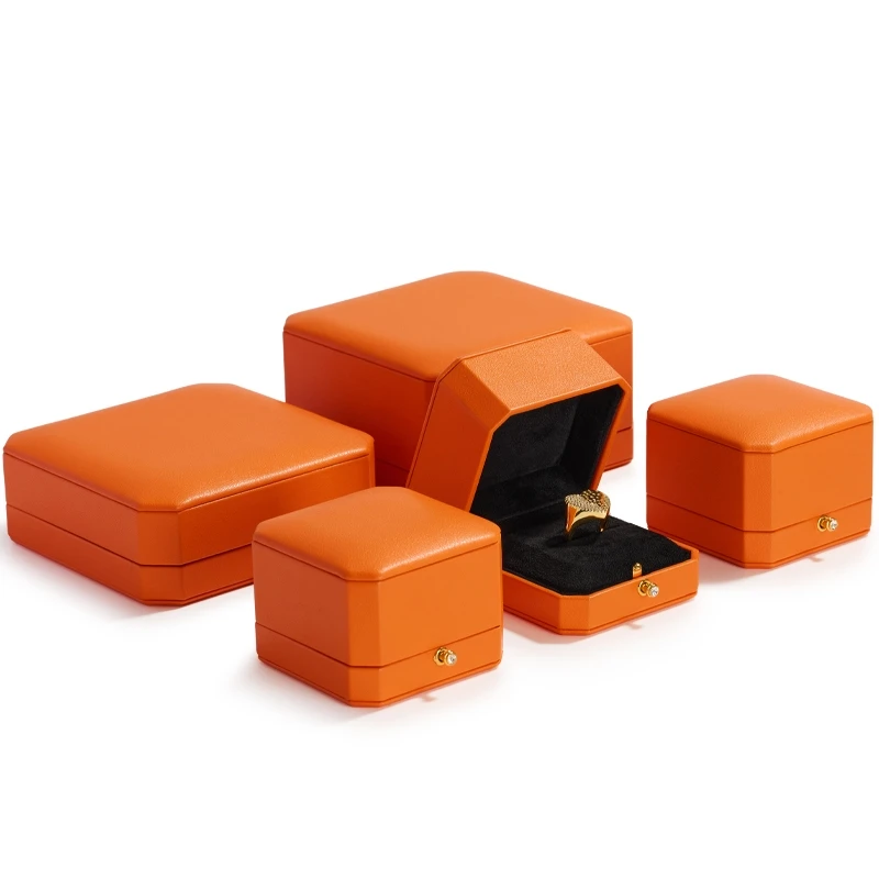 Oirlv Orange Jewelry Box Wedding Ring Box Pu Leather Jewelry Packing Box For Ring Earring Bracelet Necklace Orange Jewelry Boxes