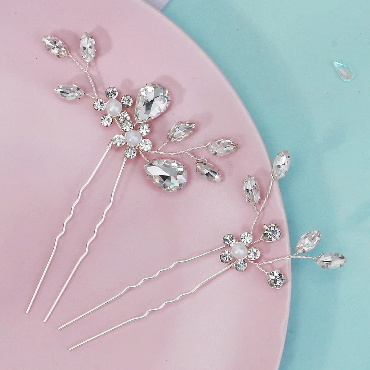 2 Teil/satz Mode Kristall Blume Braut Haarnadeln Trendy Handgemachte Perle Haar Clips Für Frauen Urlaub und Party Schmuck Zubehör – Detail 15