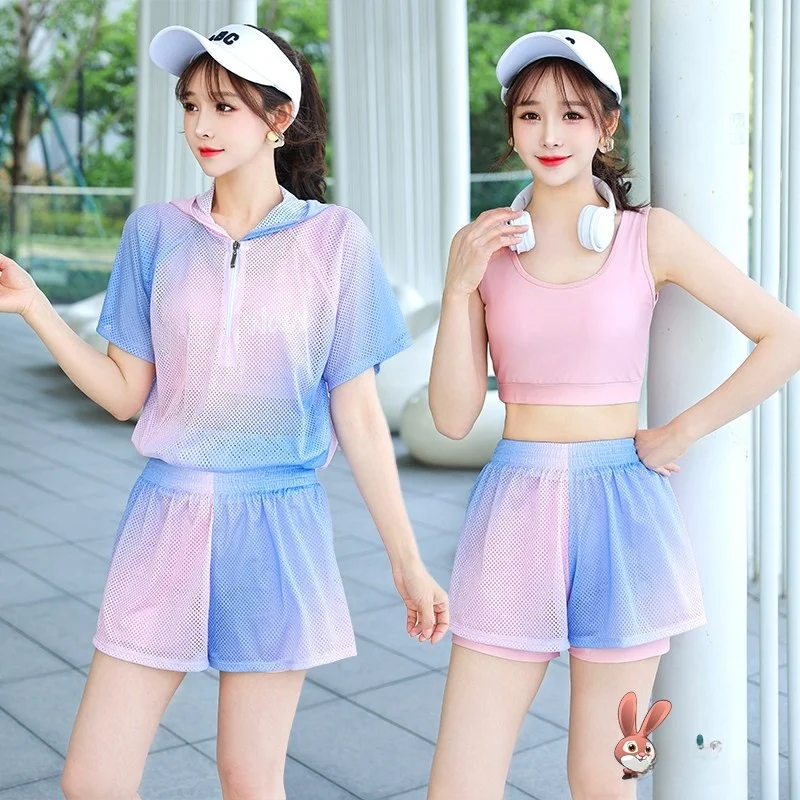 Women's Quick Dry Slimming Two Piece Swimsuit Three Piece Set Conservative Cover up plus Size Girls Sensation Swimwear