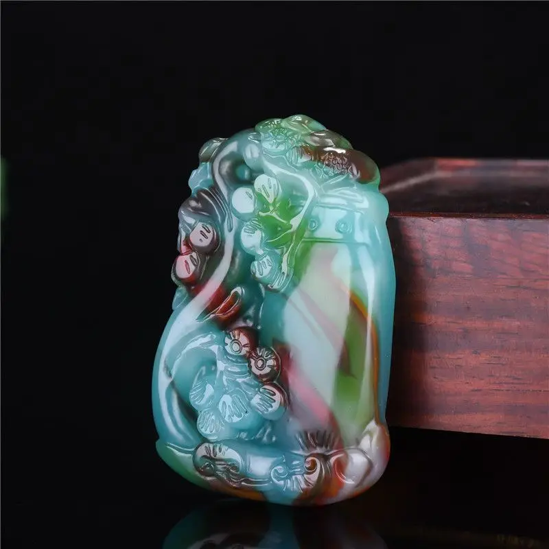 Vase pendant, colorful jade, red jade, Ping An An An Ruyi brand necklace