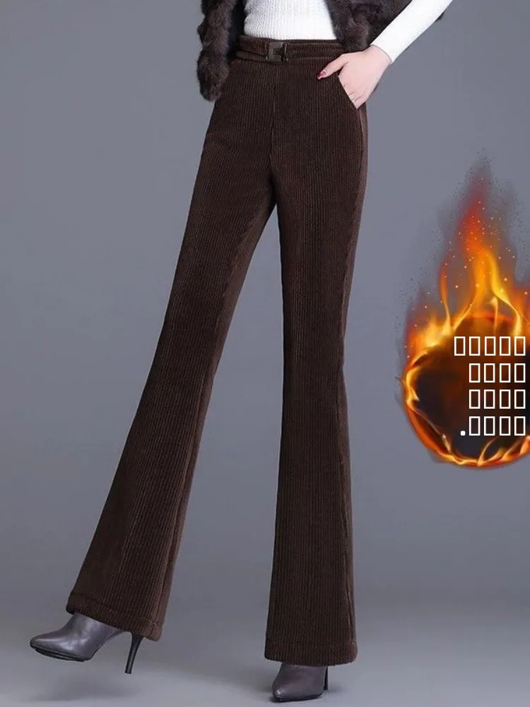 

Женские расклешенные брюки с высокой талией Thiened Fce, вельветовые осенне-зимние прямые брюки, корейские брюки для поездок на работу, Faion