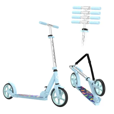 Commugo T1 Kids Kick Scooter | Aluminum Alloy Frame, 4‑Level Adjustable Height, Foldable Scooter with Shoulder Strap, CPC Certified, Stable Riding for Boys Girls