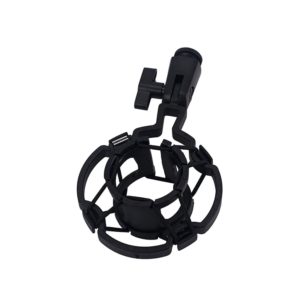 Universal Black Plastic Condenser Microphone Mount Holder with Adjustable Angle Locking Knob for Studio Recording