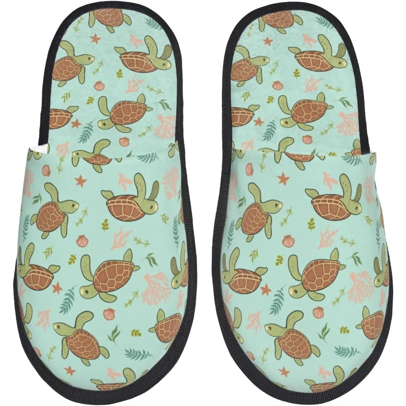 

Женские нечеткие домашние и уличные зимние домашние тапочки с милым принтом морских черепах, женские тапочки для спальни