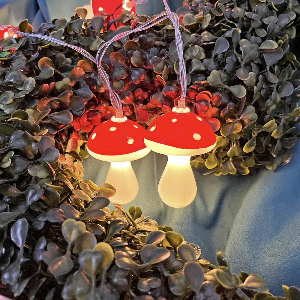 2024 LED Rome Decoration Mushroom String Lights Indoor Party Atmosphere Christmas Battery Flower Fairy Lights Curtains 522