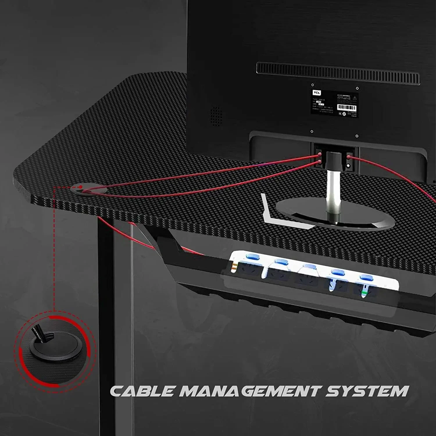 Gaming Desk Y-Shaped PC Computer Gaming Office Desk with Mouse Pad Home Office Study Carbon Fiber Surface Gamer Workstation