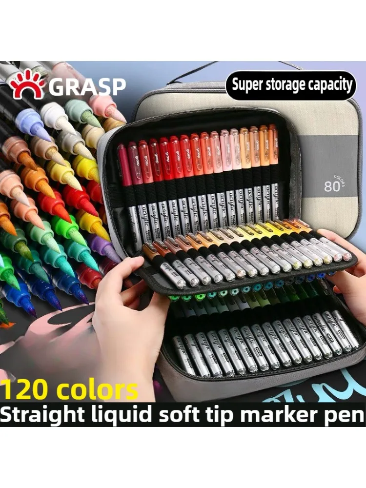 GRASP 120/1 Kolorowe Markery Akrylowe Pędzelkowe do Tkanin Malowania Kamieni Pióra do Kamienia Ceramiki Płótna DIY Artykuły Papiernicze Materiały Plastyczne — zdjęcie produktu 6