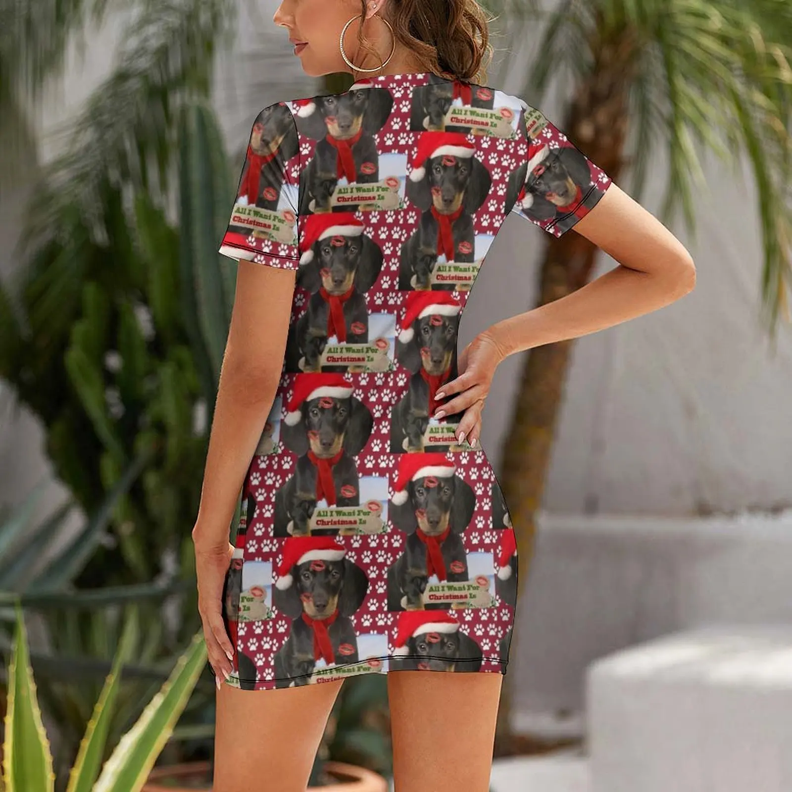 Dachshund Kisses For Christmas Short Sleeved Dress dresses for women 2025 luxury designer party Womens dresses