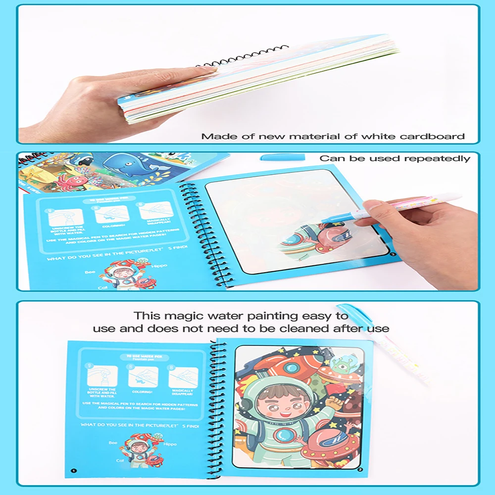 Magical Water Drawing Book Toys Variety of Themes Reusable Coloring Magic Water Drawing Book Early Education Toys for Children