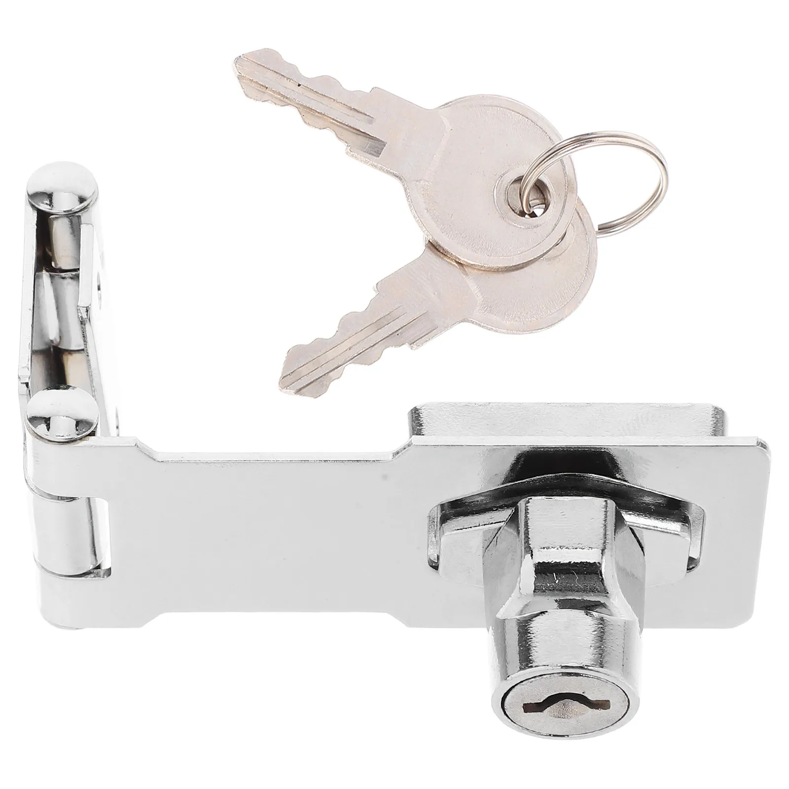 2Sets File Cabinet Locks Stainless Steel Keyed Lock Foldable Hasp Lock Drawer Latches Security Hardware for Office Desks
