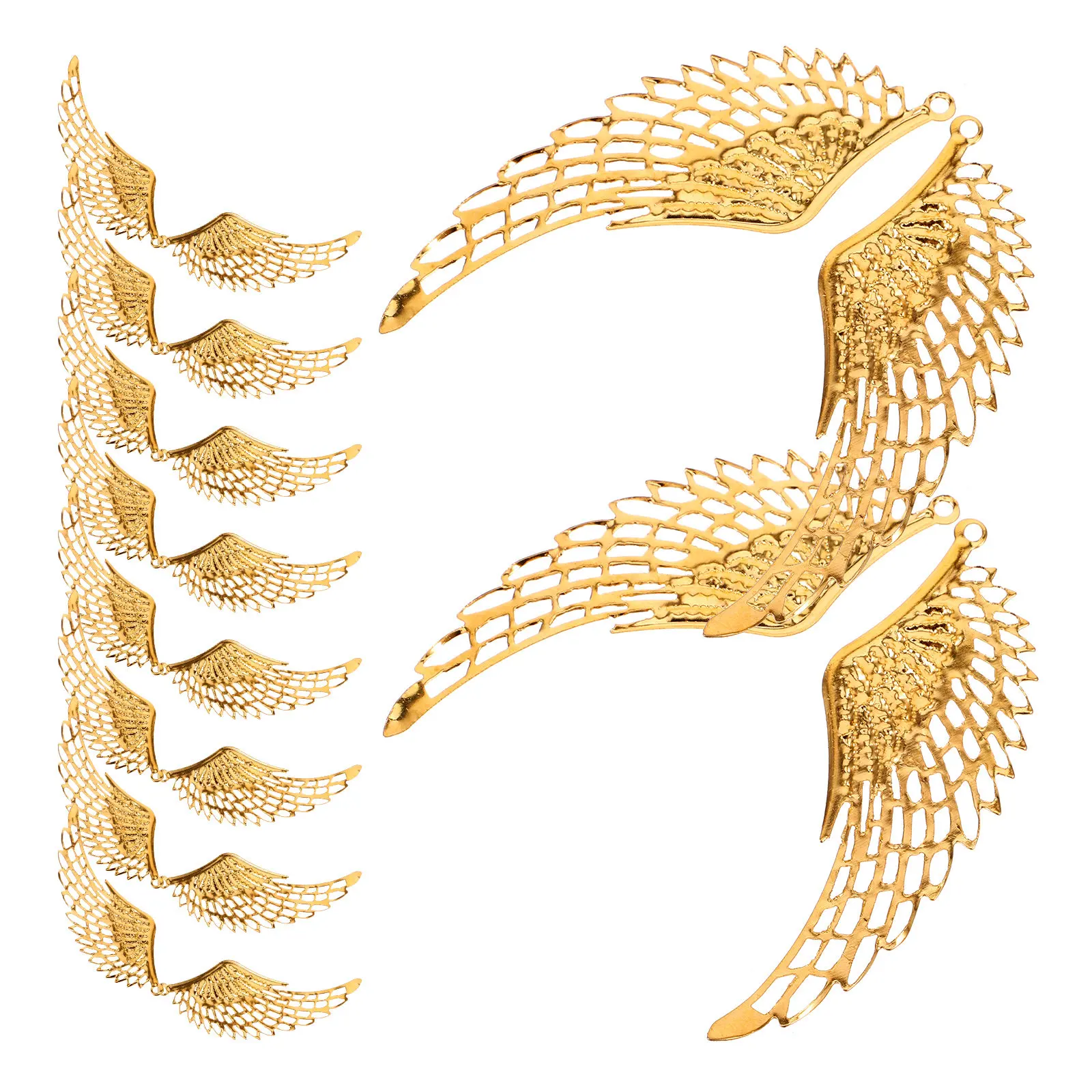 10Pairs Metal Wing Pendant Gold Color DIY Wings Charms for Jewelry Making Earrings Necklace Bracelet Key Chains Angel Wings