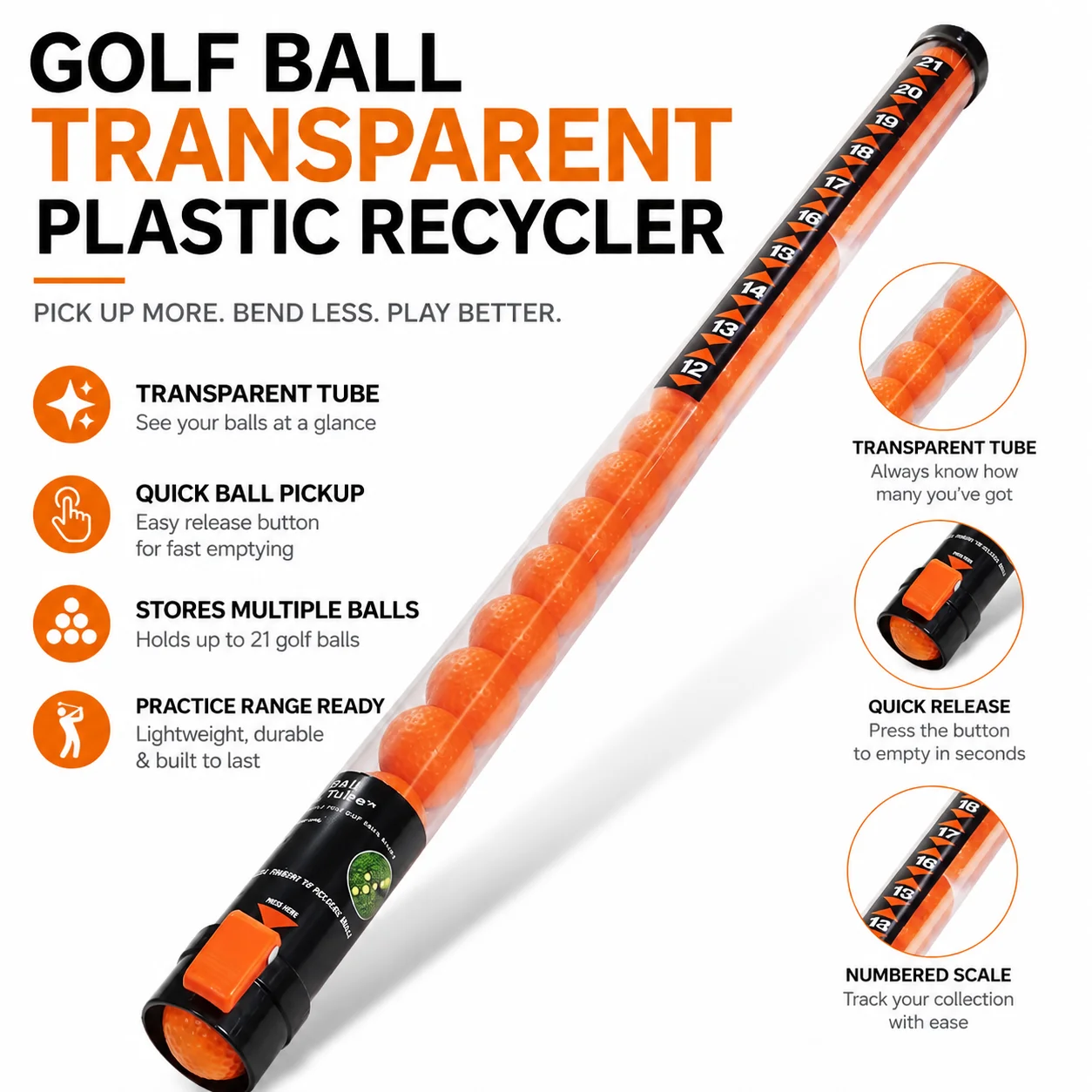Tools Youtube - Portable Transparent Plastic Golf Ball Retriever