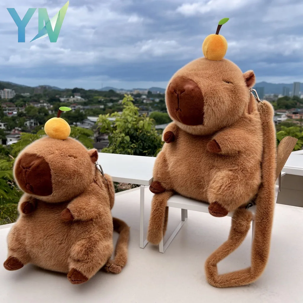 

Плюшевый рюкзак-капибара в минималистичном стиле, милый мультяшный рюкзак с животными для женщин, кавайная сумка для школы и путешествий