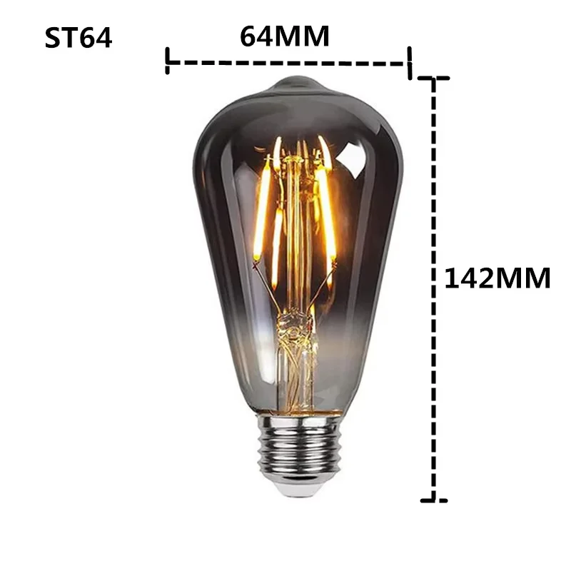 LED ST64 G95 G125 4W 8W Dimbaar E27 220V 110V Rokerig Grijs 2700K GSpiral Gloeilamp Retro Vintage Decoratief Licht Edison Lamp
