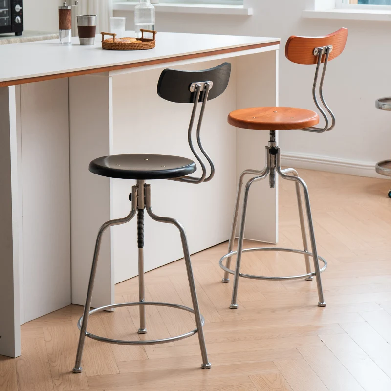 

Creative Light Luxury Bar Chairs Industrial Modern Counter Backrest Bar Stools Adjustable Height Taburetes De Bar home Furniture