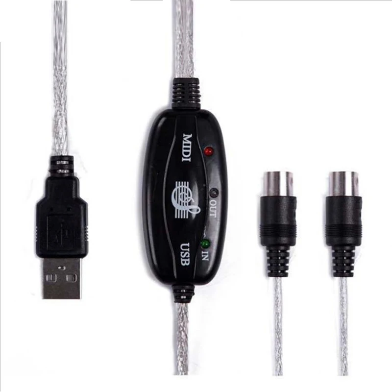 Audio cable Keyboard to PC USB MIDI Cable Converter PC to Music Keyboard Cord USB IN-OUT MIDI Interface Cable