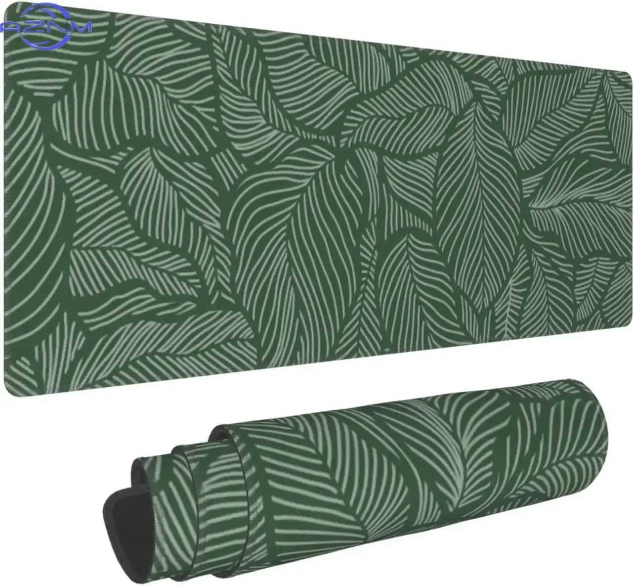 Tropical Line Leaf Mouse Pad, Simple Dark Green Vein Pattern Non Slip Desk Mat for Gamers Office Home Keyboard Desktop Decor