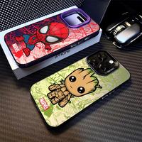 Marvel Cute Spider Man Groot Phone Case for iPhone 16 Pro 15 Pro Max 14 13 12 11 XS 14 Pro Max 16 Plus 14Pro 12Pro Soft Shell