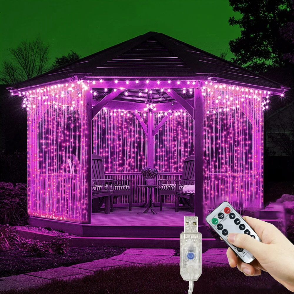 

Valentine's Day Ramadan EID Mubarak Decoration USB Plug 8 Modes LED Wedding Garland Curtain Fairy Light Curtain Lights for Home