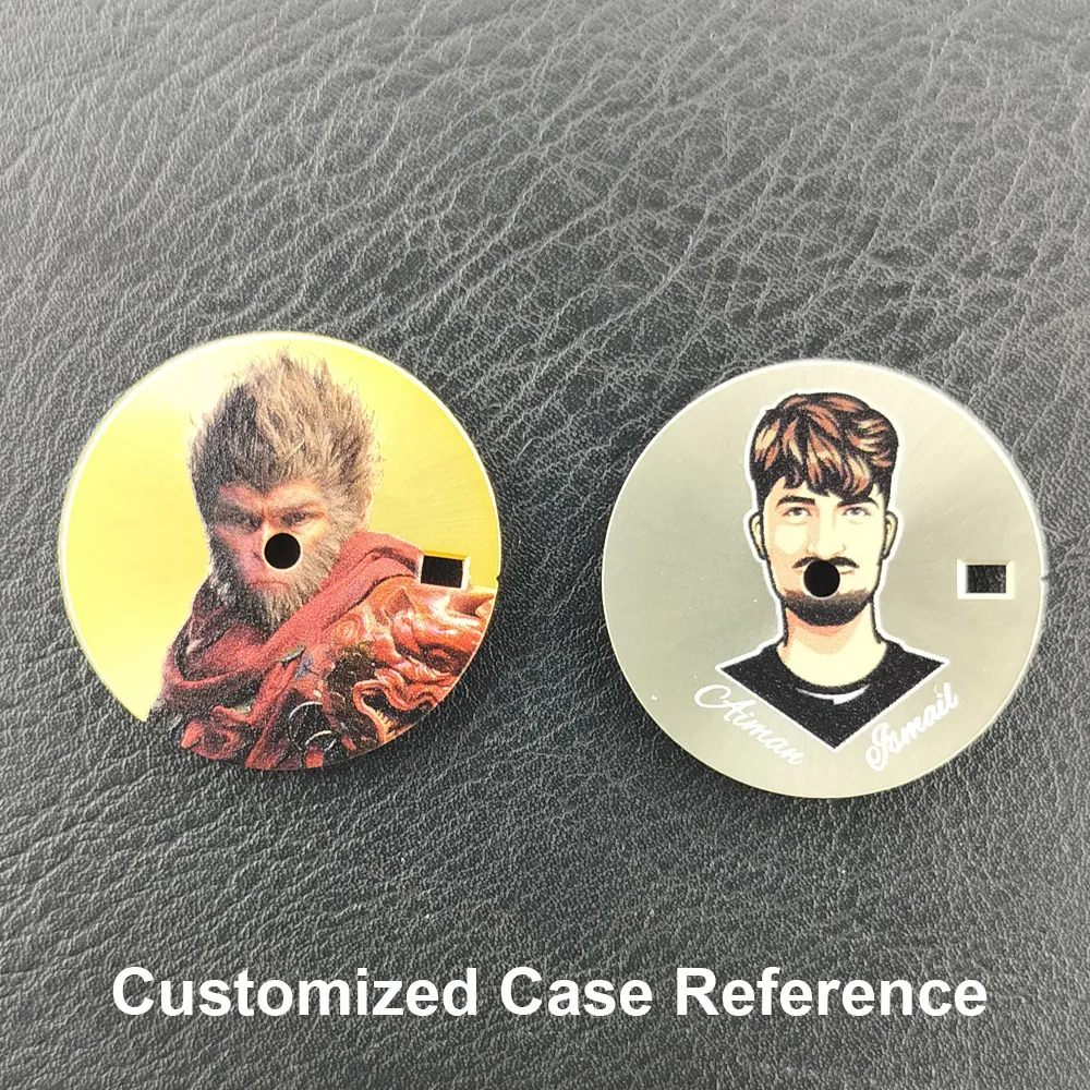 28,5-mm-Zifferblatt, geeignet für Uhren mit NH-35/36-Uhrwerk, Einzel- oder Doppelkalender, Uhrenteile, personalisierte Anpassung, LOGO/Namen/Foto, DIY – Detail 4