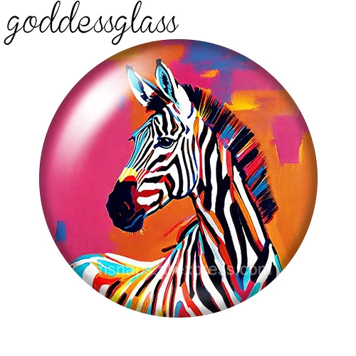 جديد الحيوان زيبرا اللوحة نمط نمط 10 قطعة 12 مللي متر/18 مللي متر/20 مللي متر/25 مللي متر صورة مستديرة الزجاج كابوشون ظهر مسطح صنع النتائج مجوهرات #6