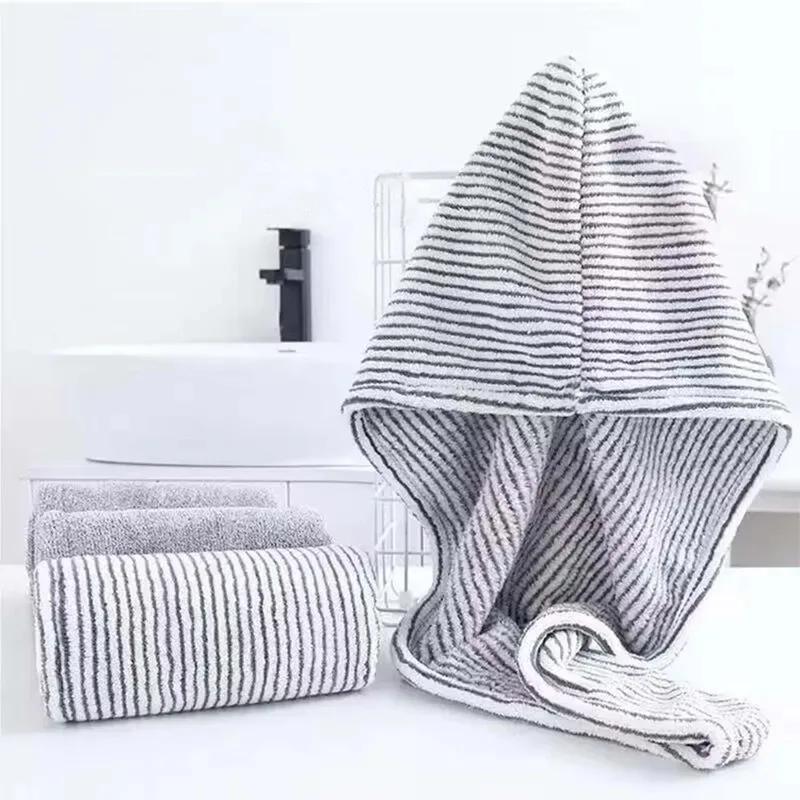 Venta al por mayor, nuevos gorros de ducha absorbentes de agua suave y seca de carbón de bambú gris, toallas para el hogar y el día