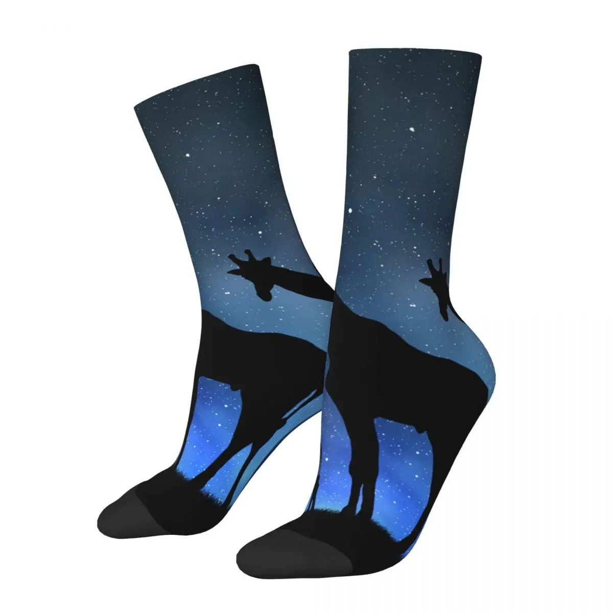 Giraffe Under The Blue Night Sky Socks Gothic Stockings Couple Warm Soft Skateboard Socks Winter Design Non-Slip Socks