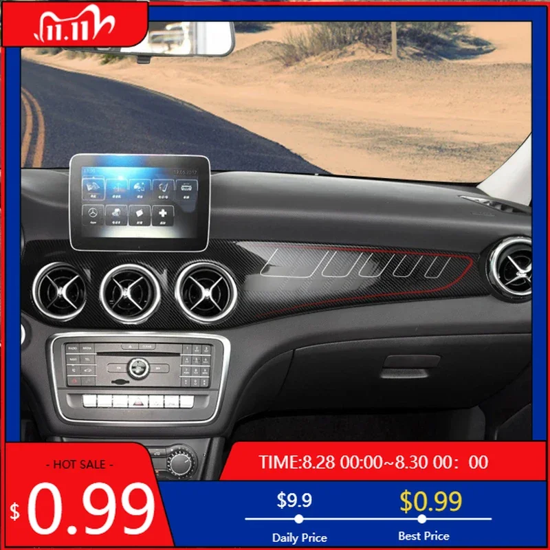 

Interior Stickers Carbon Fiber Dashboard Center Console Air Condition Panel Decoration For Mercedes Benz GLA CLA Class 2013-2017