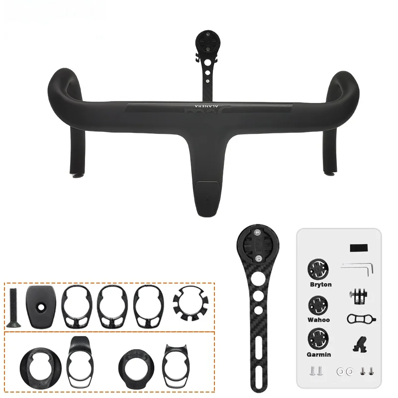 

Full Carbon Fiber Internal Cable Integrated Bicycle Handlebar Cockpit With Spacers and Mount,Stem -10°,Clip diameter 28.6mm