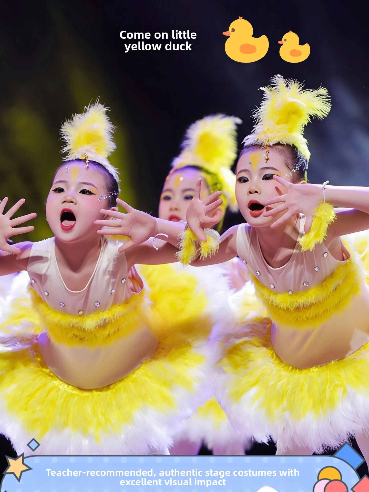 fantasia-de-performance-de-sonho-roupa-de-danca-pato-amarelo-com-saia-rodada-para-meninas-de-quatro-a-oito-anos-sem-mangas