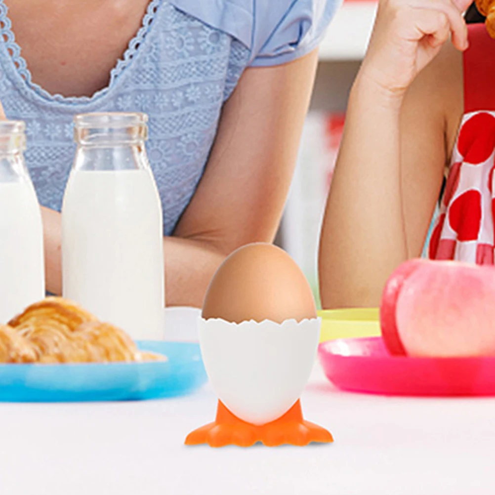 

8 Pcs Egg Cup Cartoon Child Kitchen Breakfast St Soft Boiled Eggs Holder Tray Cups Yellow White Reusable PP Material Stable